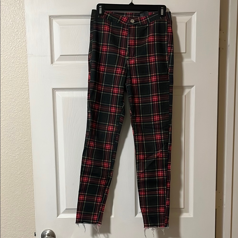 Plaid Women's Jeans - Black and Red